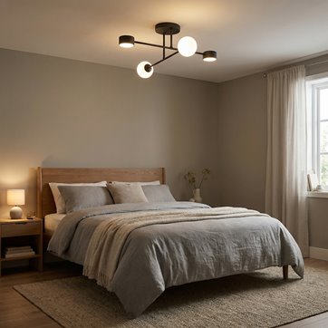 Lampa sufitowa HOLON 4 BLACK plafon, czarna, metal
