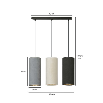 Lampa wisząca BENTE 3 BL MIX abażur welur kolor