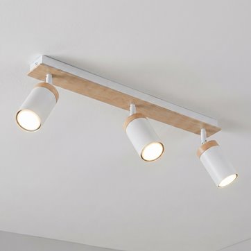 Lampa sufitowa ELBA 3 WHITE tuby drewno spot biała
