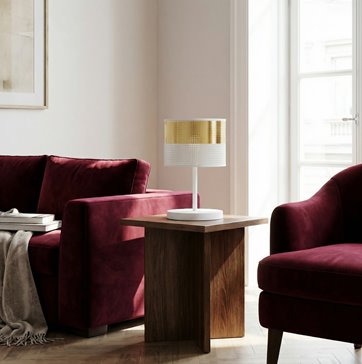 Lampka nocna LUX LN1 WH GOLD abażur, biała, złota, klasyczna