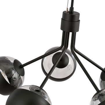 Lampa wisząca NOVA 5 BL/STRIPE klosze czarna/transparent
