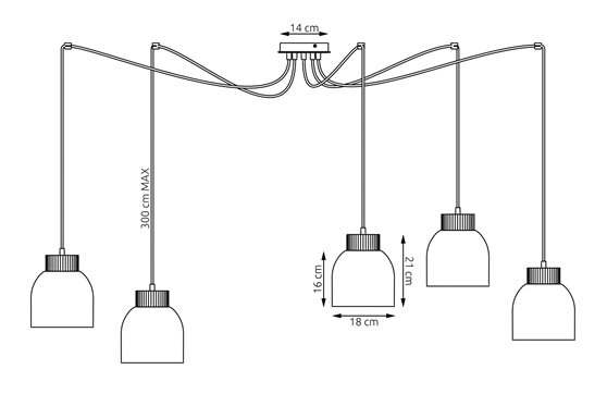 Lampa wisząca KRU 5 MOKKA nowoczesna, beżowa, metal, pająk