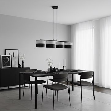 Lampa wisząca KARBON 4 BL GRAY klasyczna, abażur, szara