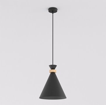 Lampa wisząca ZERO 1 BLACK nowoczesna, czarna, metal, drewno