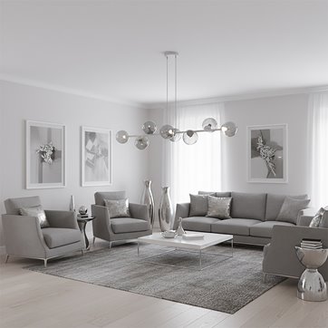 Lampa wisząca MAGNUS 8 GRAY GRAFIT nowoczesna, klosz, szara