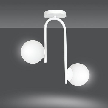 Lampa sufitowa KALF 2 WHITE klasyczna, klosz, biała
