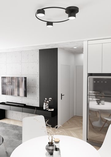 Lampa sufitowa LUCIO 3 BL BLACK plafon, czarna, metal, loft