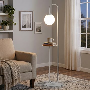 Lampa podłogowa BARI LP1 WH design, stolik, biała