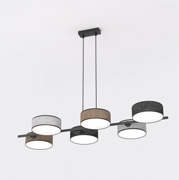 Lampa wisząca DRUMZ 6 MIX1 nowoczesna, czarna, abażury
