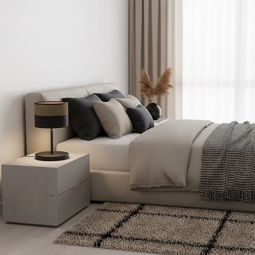 Lampka nocna KARBON LN1 BL BROWN abażur, brązowa, klasyczna