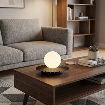 Lampka nocna UMBRA LN1 BLACK metal, czarna, nowoczesna, fala