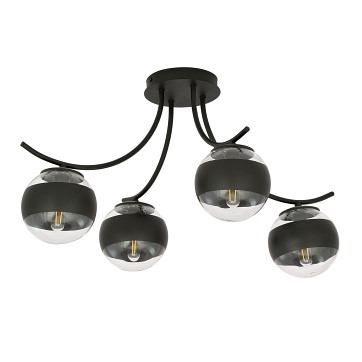 Lampa sufitowa BOSTON 4 BLACK/STRIPE czarna/transparent
