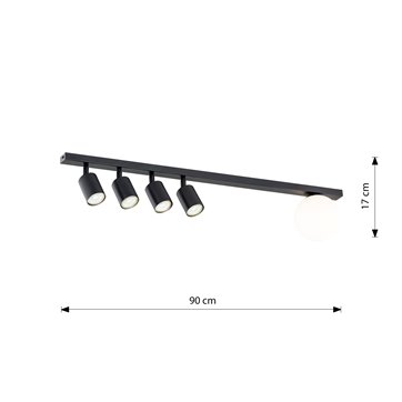 Lampa sufitowa BASTER 5 BLACK nowoczesna, minimalistyczna