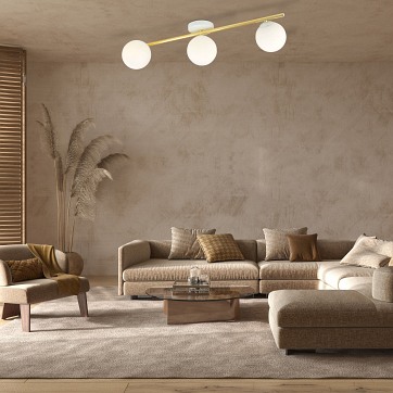 Lampa sufitowa SPLENDI 3 WH OPAL plafon klosze biała/złota