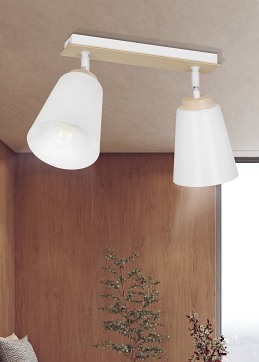 Lampa sufitowa ATLAS 2 WHITE skandynawska, drewno, biała