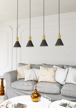 Lampa wisząca ROSA 4 BL, loft, czarny, złoty