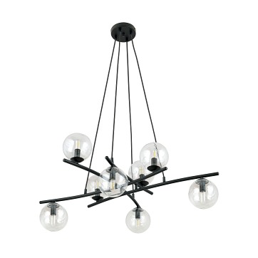 Lampa wisząca ESSA 8 TRANSPARENT kule czarna/transparent