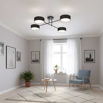 Lampa sufitowa MAGA 4 BLACK plafon, czarna, abażur