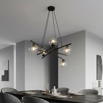 Lampa wisząca ESSA 5 TRANSPARENT kule czarna/transparent