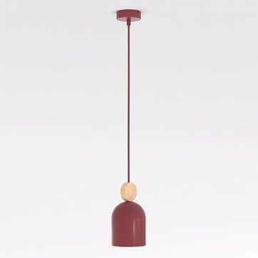 Lampa wisząca MESI 1 BURGUNDY nowoczesna, metal, drewno