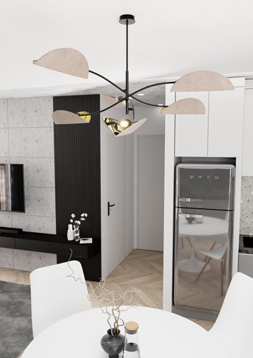 Lampa sufitowa LOTUS 6 BL GRAY abażury, czarna, szara