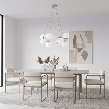 Lampa wisząca AZURA 8 MOKKA OPAL nowoczesna, klosze, beżowa