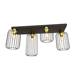 Lampa sufitowa BARN 4 BL GOLD loft, plafon, czarno/złota