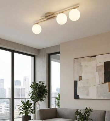 Lampa sufitowa KAIRO 3 MOKKA OPAL plafon, klosz, beżowa