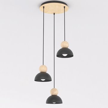 Lampa wisząca KAKI 3PREM BLACK nowoczesna, czarna, metal