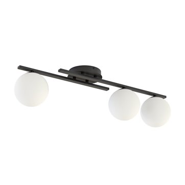 Lampa sufitowa KAIRO 3 BL OPAL plafon, klosz, czarna, biała
