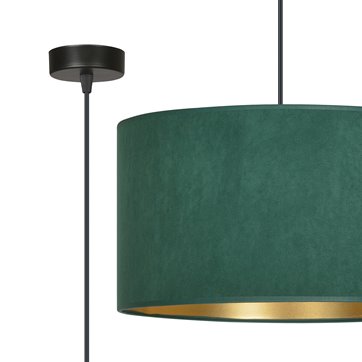 Lampa wisząca HILDE 1 BL GREEN abażur welur zielony