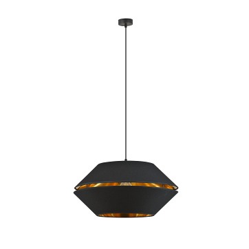 Lampa wisząca PIANO 1 BLACK/GOLD duży abażur czarna/złota