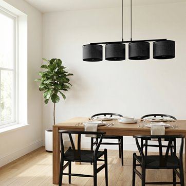 Lampa wisząca ECO 4 BLACK klasyczna, abażur, czarna