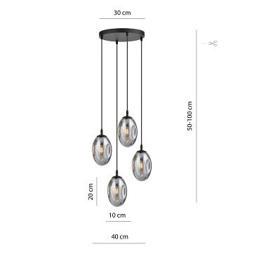 Lampa wisząca ASTRAL 4 BL PREMIUM GRAFIT klosze DESIGN