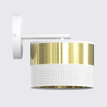 Kinkiet LUX K1 WH GOLD klasyczny, abażur, biały, złoty