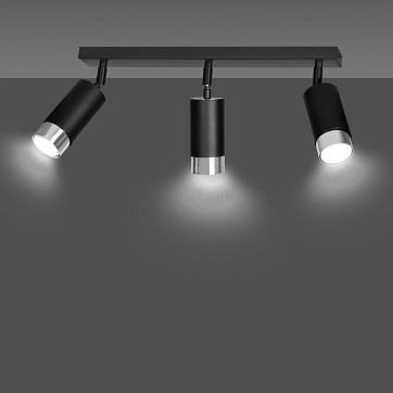 Lampa sufitowa HIRO 3 BL/CHROME tuby, metal, czarny/chrom