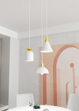 Lampa wisząca FOX 3 PREM WH loft, biały, złoty