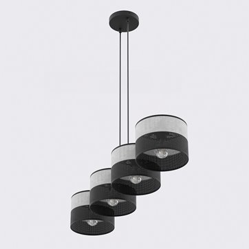 Lampa wisząca KARBON 4 BL GRAY klasyczna, abażur, szara