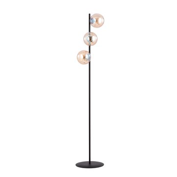 Lampa podłogowa ROSSI LP3 MIODOWY szklany klosz, czarna