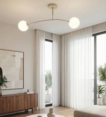 Lampa sufitowa PREGOS 2 MOKKA OPAL klasyczna, klosz, beżowa