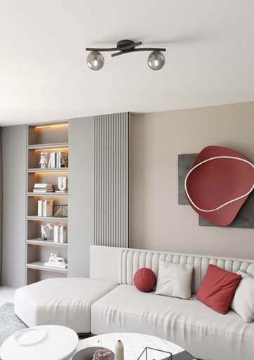 Lampa sufitowa OPUS 2 BL GRAFIT, plafon, klosz grafit czarny