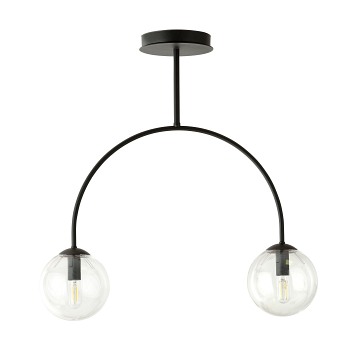 Żyrandol ARCHI 2 BL TRANSPARENT nowoczesny, klosz, czarna