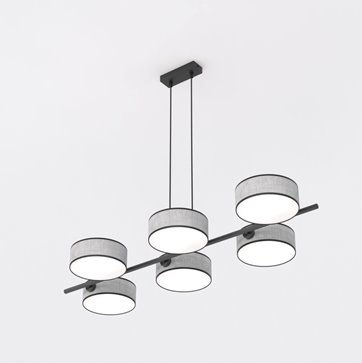 Lampa wisząca DRUMZ 6 GRAY nowoczesna, szara, abażury