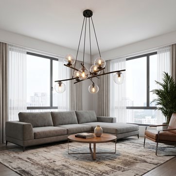 Lampa wisząca ESSA 8 TRANSPARENT kule czarna/transparent