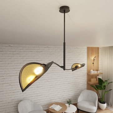 Lampa sufitowa LOTUS 2 BLACK/GOLD abażury czarna/złota