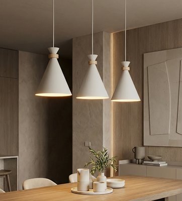 Lampa wisząca ZERO 3 WHITE nowoczesna, biała, metal, drewno