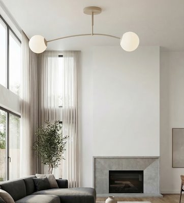 Lampa sufitowa PREGOS 2 MOKKA OPAL klasyczna, klosz, beżowa