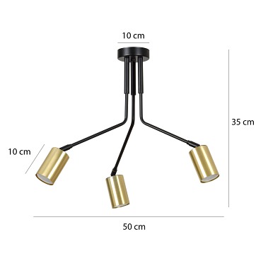 Lampa sufitowa VERNO 3 BLACK nowoczesna, metal, czarno/złota
