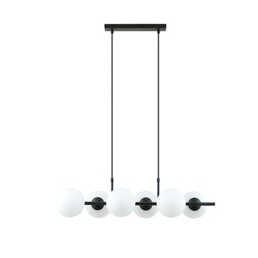 Lampa wisząca RORY 6 BLACK/OPAL loft, czarna, klosz