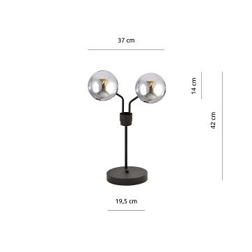 Lampka nocna NOVA LN2 BL/GRAFIT  kule klosze czarna/grafit